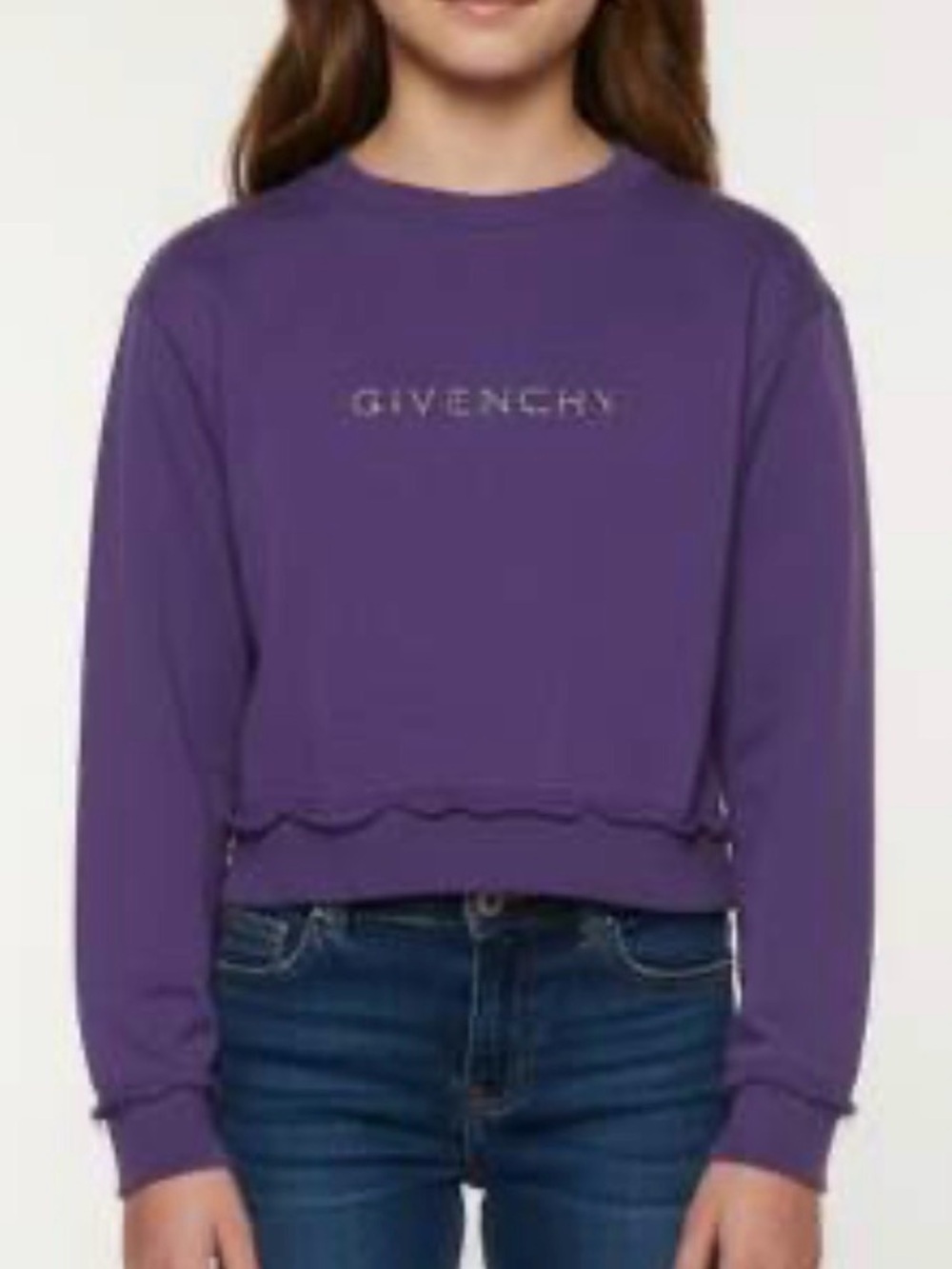 Givenchy Purple Logo Cotton Sweatshirt Girls 6 Cropped Designer Casual Luxury